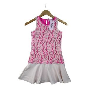Baker by‎ Ted Baker Girls Peony Lace Floral Sleeveless Dress size 8 Pink/White